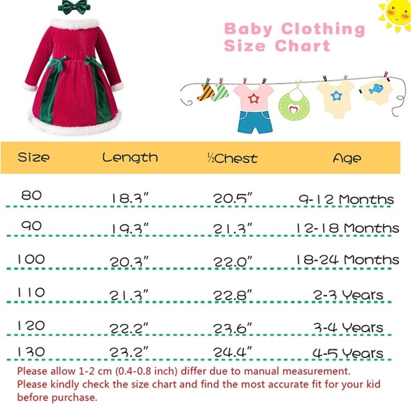 Toddler Baby Girl Velvet Christmas Dress Holiday Party Dress 1st Christmas NEW - Picture 6 of 6